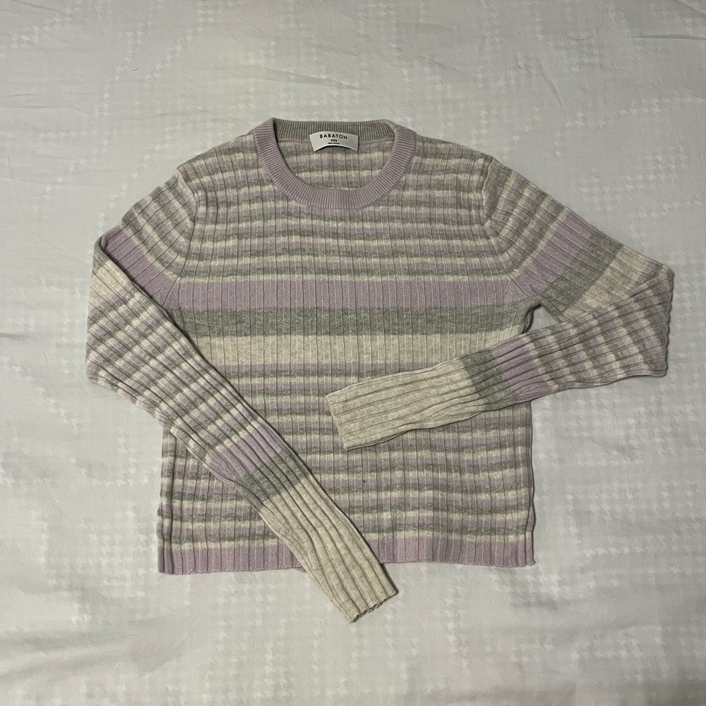 Aritzia - Babaton Lilac and Gray Striped Sweater